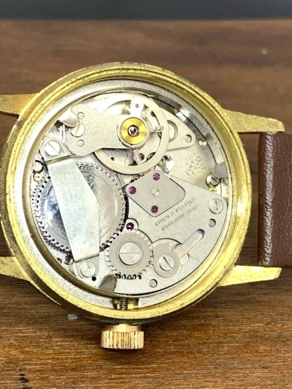 Andre Rivalle Men's Watch 8800 Vintage Swiss Hand Wind Brown Leather Strap